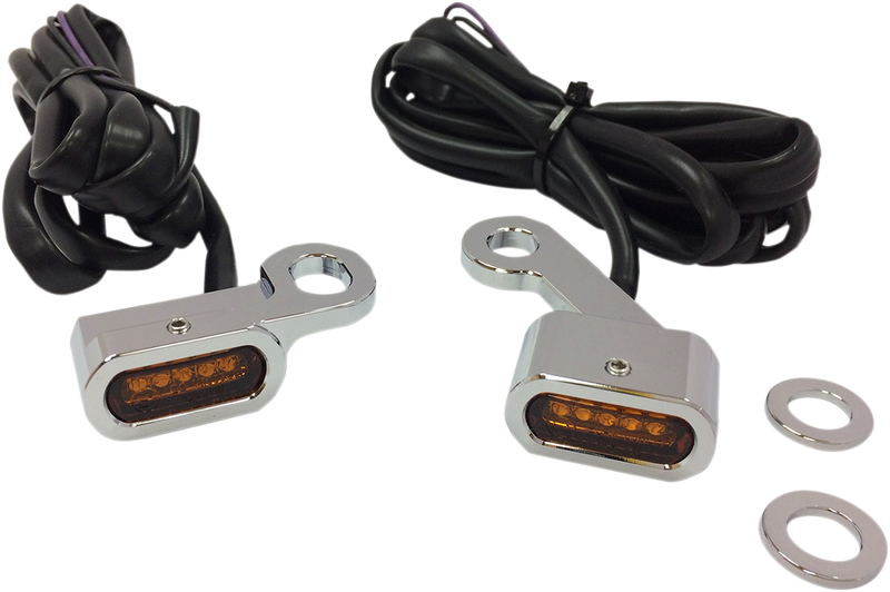 DRAG SPECIALTIES LED Handlebar Marker Lights for Harley XL - Chrome and Amber L22-0231CAENU