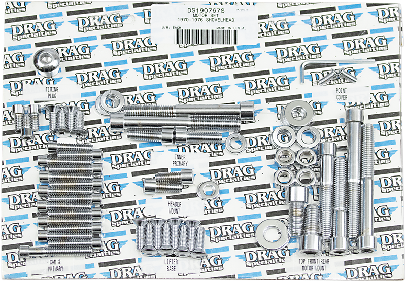 DRAG SPECIALTIES MK110S Motor Bolt Set for Harley FX/FL - Smooth and Socket-Head Bolts