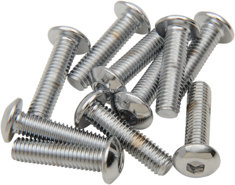 Drag Specialties MPB396 Button Head Replacement Bolts - #10-32 x 1 inch, Pack of 10