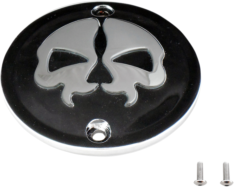 Drag Specialties Points Cover - Black Chrome Skull - 2 Hole for Harley Sportster 78042B