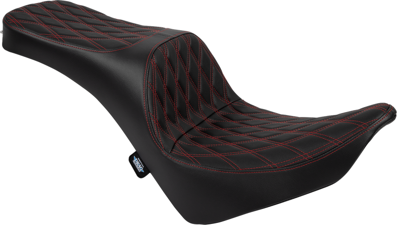 DRAG SPECIALTIES SEATS, Drag Specialties Seats Freedom Seat for FL/FX 2018-2025 with Double Diamond Red Stitch - Vinyl - Part 4719D