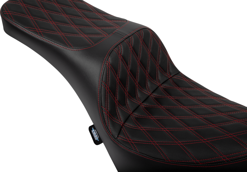 DRAG SPECIALTIES SEATS, Drag Specialties Seats Freedom Seat for FL/FX 2018-2025 with Double Diamond Red Stitch - Vinyl - Part 4719D