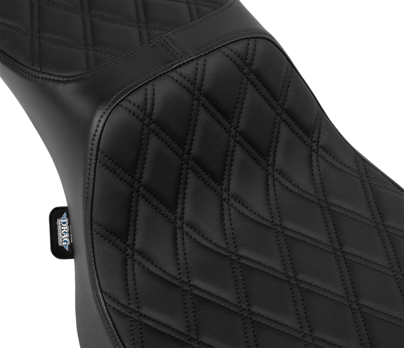 DRAG SPECIALTIES SEATS, Drag Specialties Seats Performance Predator 2-Up Seat - Vinyl, Black Double Diamond Stitch for FLHX/FLTR 2023-2024 (Part #4691B)