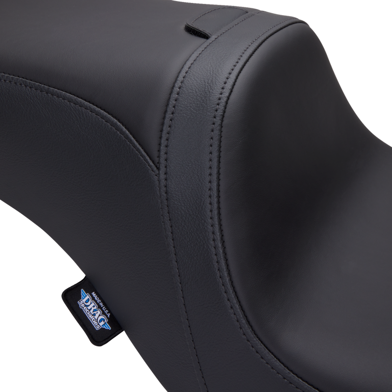 DRAG SPECIALTIES SEATS, Drag Specialties Seats Predator 2-Up Seat with Backrest Receptacle for Harley FL 2008-2023 – Solar Leather, Smooth Finish