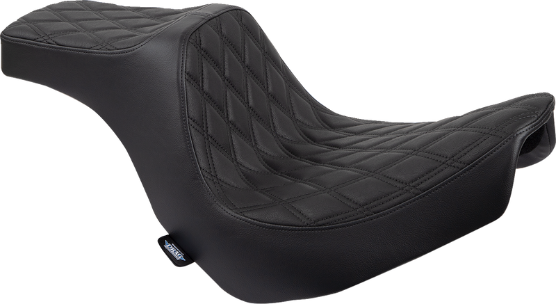 DRAG SPECIALTIES SEATS, Drag Specialties Seats Predator III 2-Up Seat for FL/FX 2018-2024, Vinyl with Double Diamond Pattern and Black Stitching