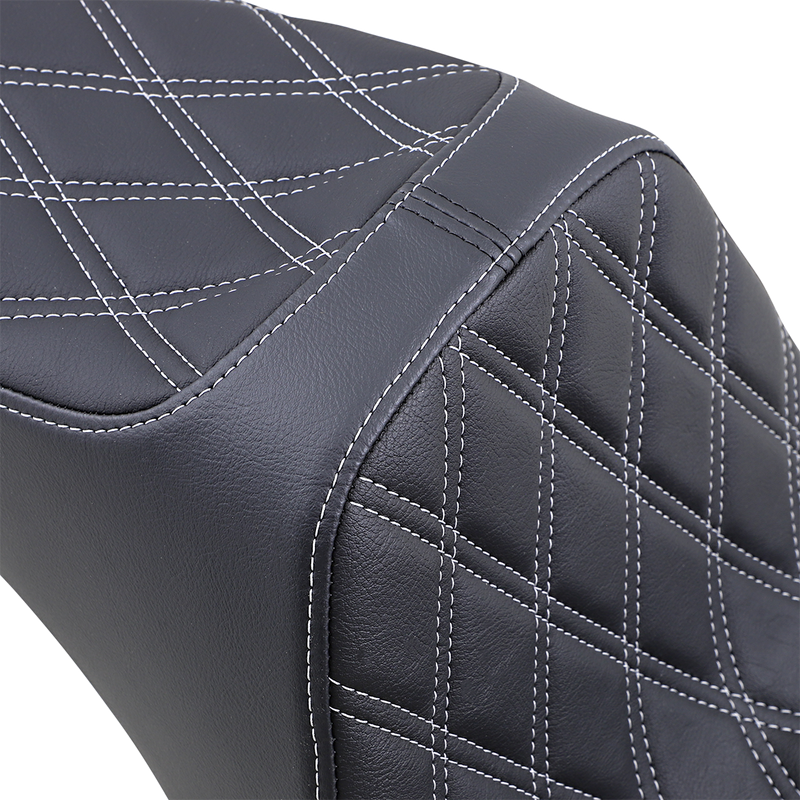 DRAG SPECIALTIES SEATS, Drag Specialties Seats Predator III 2-Up Seat for Softail '06-'17 with Vinyl Cover and Double Diamond Stitching