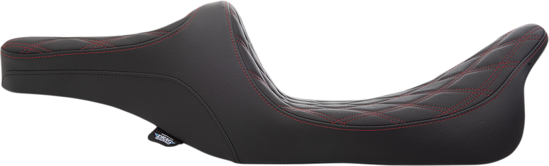 DRAG SPECIALTIES SEATS, Drag Specialties Seats Predator III 2-Up Seat with Double Diamond Red Thread for Harley FL 1999-2007 - Part 0801-1310