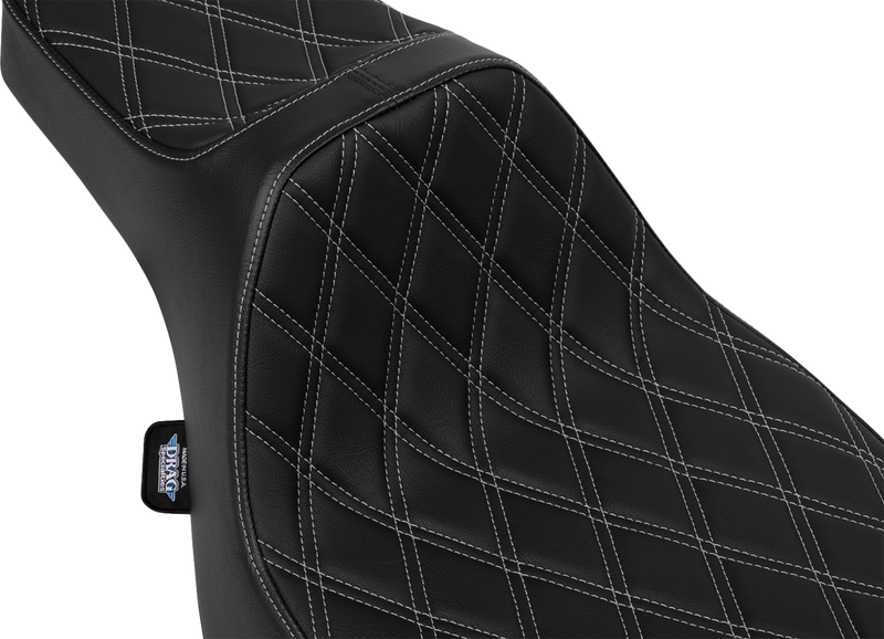DRAG SPECIALTIES SEATS, DRAG SPECIALTIES SEATS Predator III Extended Reach Seat for FLT/FLH 2023-2025, Silver Double Diamond Stitch, Part #4706C