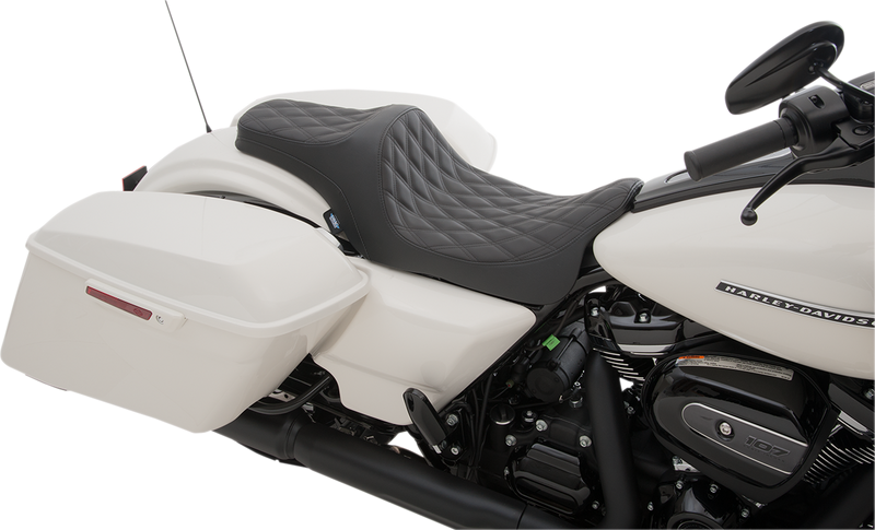 DRAG SPECIALTIES SEATS, Drag Specialties Seats Predator III Seat - Double Diamond Black Stitch for Harley FL 2008-2023 - Part #0801-1114