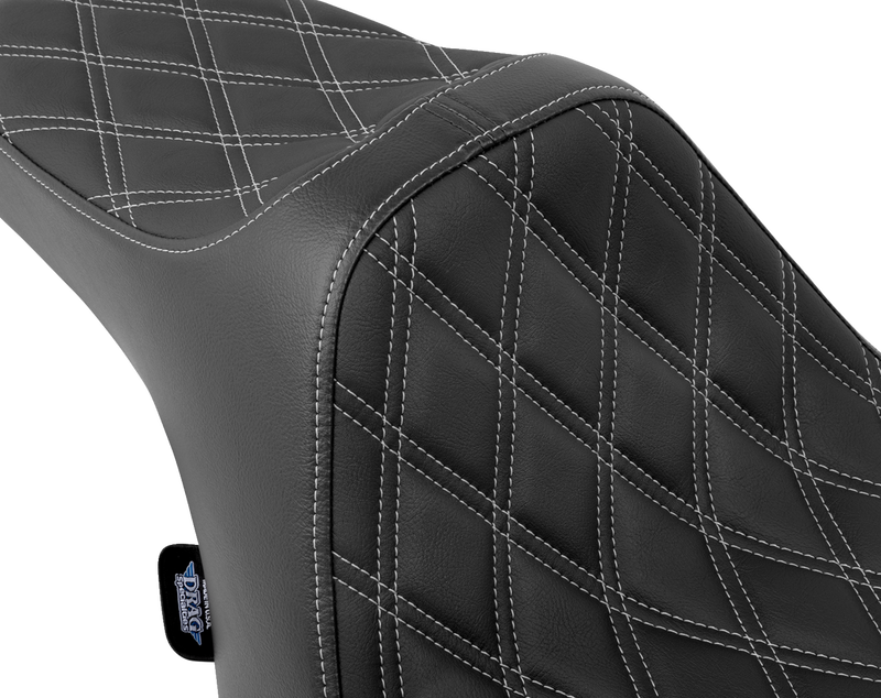 DRAG SPECIALTIES SEATS, DRAG SPECIALTIES SEATS Predator III Seat - Double Diamond Silver Stitched for FLT/FLH 2023-2024 (Part #4686C)