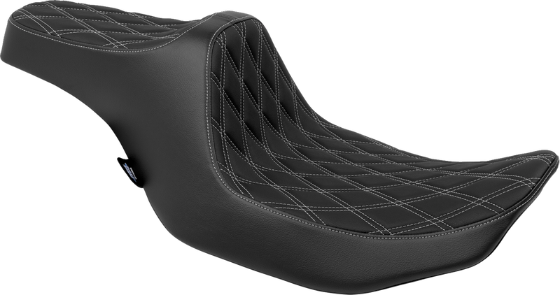 DRAG SPECIALTIES SEATS, DRAG SPECIALTIES SEATS Predator III Seat - Double Diamond Silver Stitched for FLT/FLH 2023-2024 (Part #4686C)