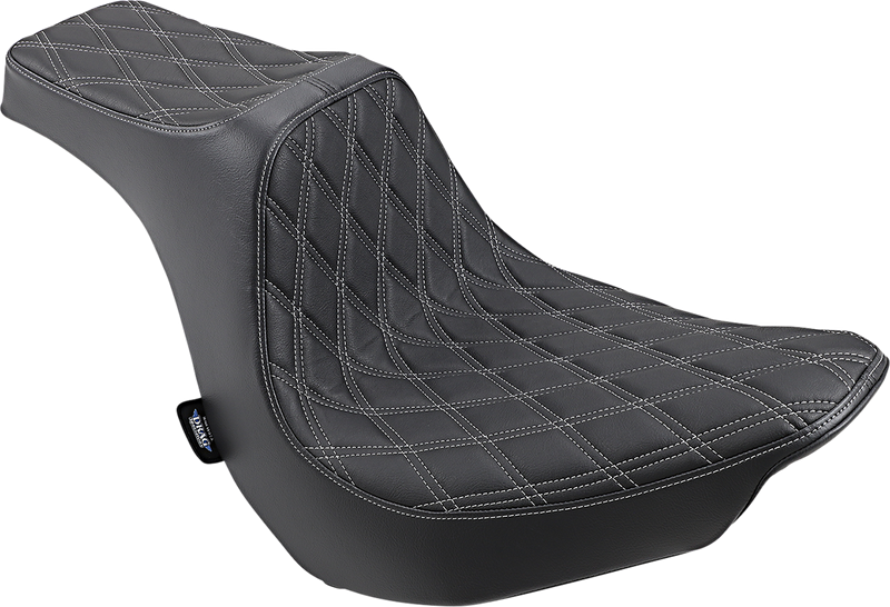 DRAG SPECIALTIES SEATS, Drag Specialties Seats Predator III Seat - Double Diamond Silver Stitching for Harley FLFB 2018-2025 (Part #0802-1189)
