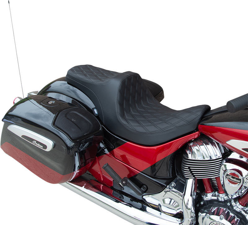 DRAG SPECIALTIES SEATS, Drag Specialties Seats Predator III Seat for Indian '14-'22 with Forward Positioning and Double Diamond Black Stitching - Part 0810-2270