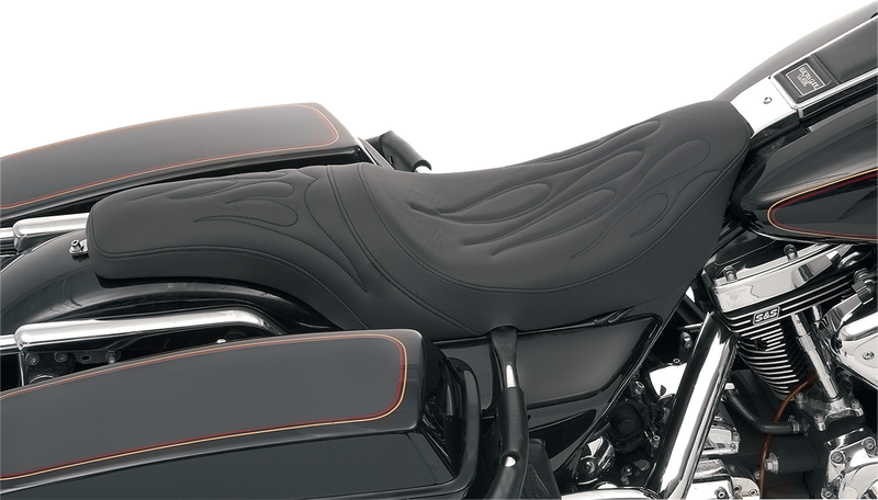 DRAG SPECIALTIES SEATS, DRAG SPECIALTIES SEATS Predator Seat with Flame Stitching for FLHR/FLHX 1997-2007 – Part #0801-0213