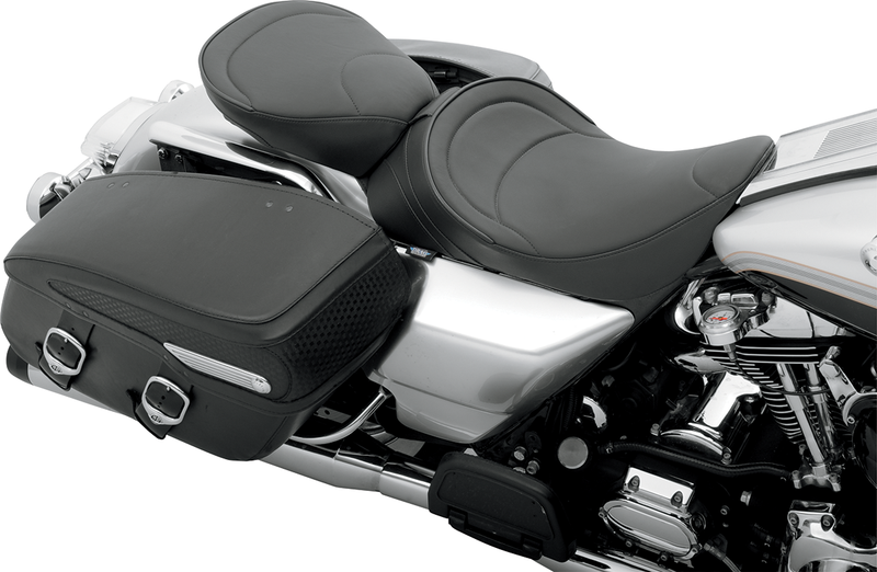 DRAG SPECIALTIES SEATS, DRAG SPECIALTIES SEATS Solo Seat with Driver Backrest - FLH '97-'07, Mild Stitched, 0801-0493