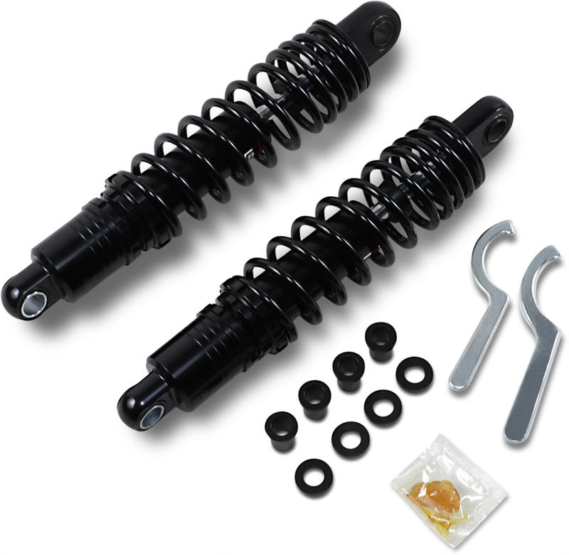 DRAG SPECIALTIES SHOCKS, Drag Specialties C16-0167NUAB Premium Ride-Height Adjustable Shocks for Motorcycles, 12.5 inches, Black